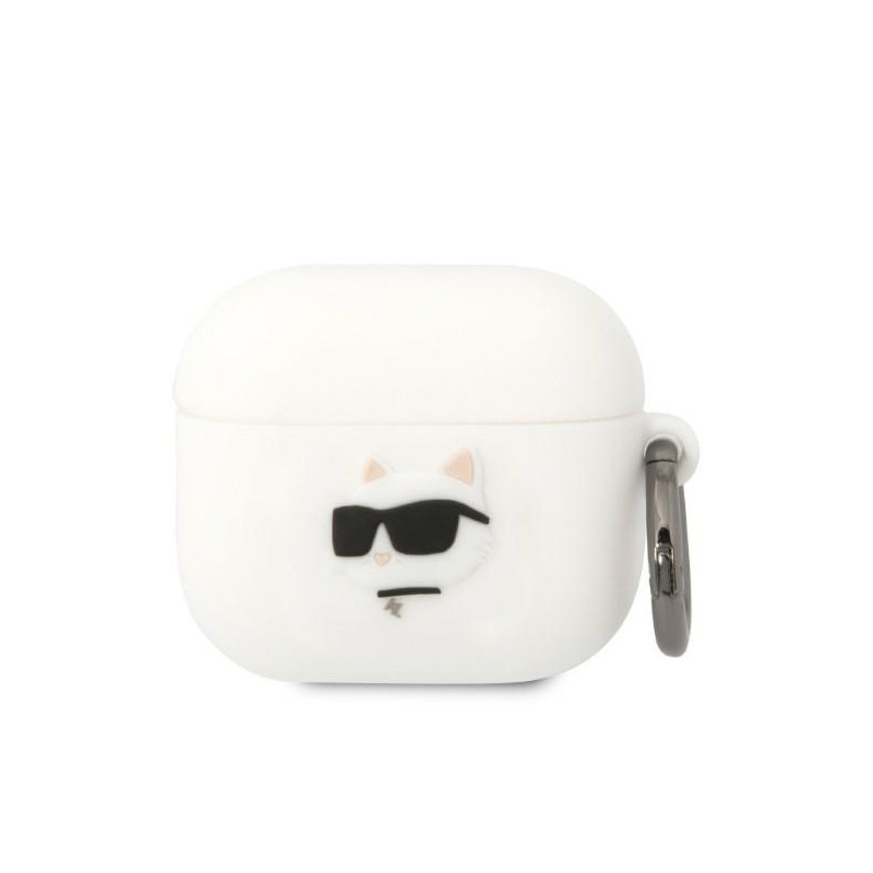 Karl Lagerfeld Silicone Choupette Head 3D dėklas, skirtas AirPods 3 - baltas