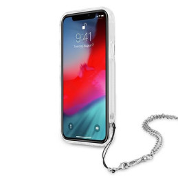 Guess Peony Chain Collection dėklas iPhone 12 Pro Max - sidabrinis