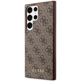 Guess 4G Metal Gold Logo dėklas, skirtas Samsung Galaxy S23 Ultra - rudas