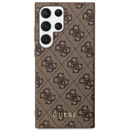 Guess 4G Metal Gold Logo dėklas, skirtas Samsung Galaxy S23 Ultra - rudas