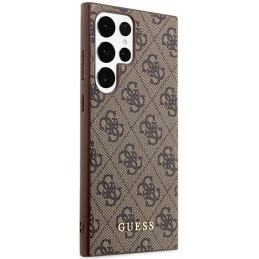Guess 4G Metal Gold Logo dėklas, skirtas Samsung Galaxy S23 Ultra - rudas