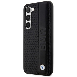 BMW Leather Textured & Stripe dėklas, skirtas Samsung Galaxy S23+ - juodas
