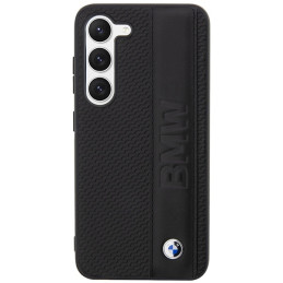 BMW Leather Textured & Stripe dėklas, skirtas Samsung Galaxy S23+ - juodas