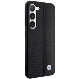 BMW Leather Textured & Stripe dėklas, skirtas Samsung Galaxy S23+ - juodas