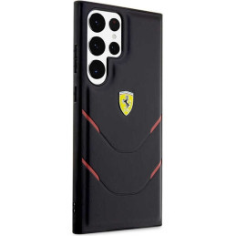 Ferrari Hot Stamp Lines dėklas, skirtas Samsung Galaxy S23 Ultra - juodas