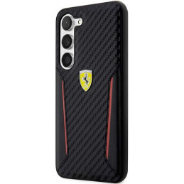 Ferrari Carbon Contrast Edges dėklas, skirtas Samsung Galaxy S23+ - juodas