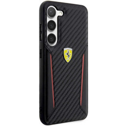 Ferrari Carbon Contrast Edges dėklas, skirtas Samsung Galaxy S23+ - juodas