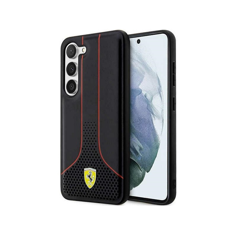 Ferrari Perforated 296 P dėklas, skirtas Samsung Galaxy S23+ - juodas