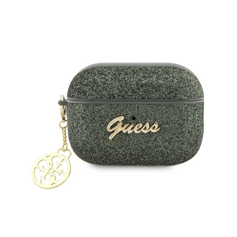 Guess Glitter Flake 4G Charm dėklas, skirtas AirPods Pro 2 – žalias