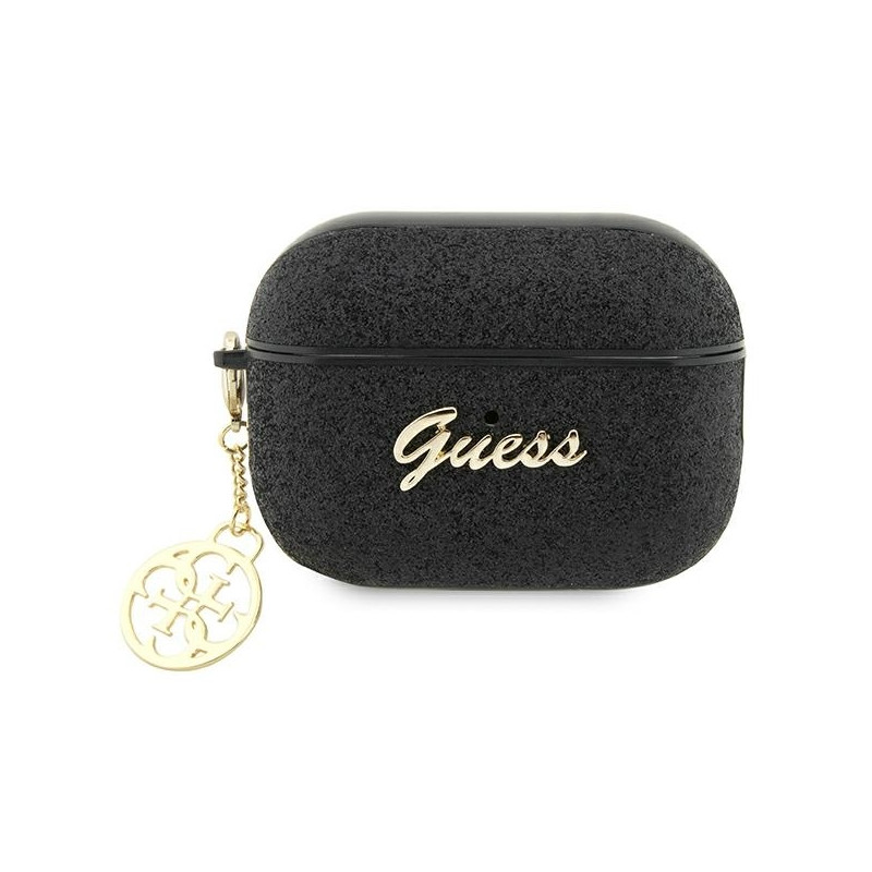 Guess Glitter Flake 4G Charm dėklas, skirtas AirPods Pro 2 – juodas