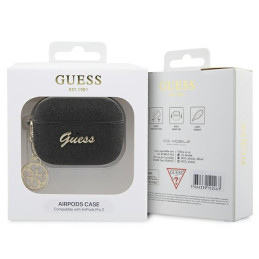 Guess Glitter Flake 4G Charm dėklas, skirtas AirPods Pro 2 – juodas