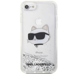 Karl Lagerfeld Glitter Choupette galvos dėklas, skirtas iPhone 7 / 8 / SE 2020 / SE 2022 - sidabras