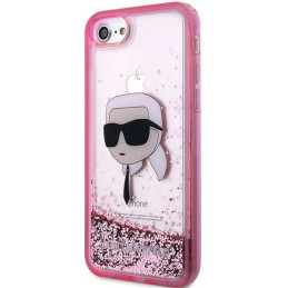 Karl Lagerfeld Glitter Karl& 39 s Head dėklas, skirtas iPhone 7 / 8 / SE 2020 / SE 2022 - rožinė
