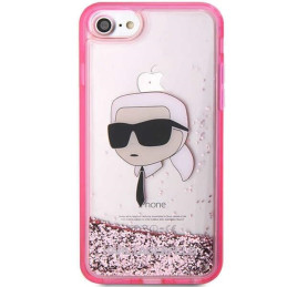 Karl Lagerfeld Glitter Karl& 39 s Head dėklas, skirtas iPhone 7 / 8 / SE 2020 / SE 2022 - rožinė