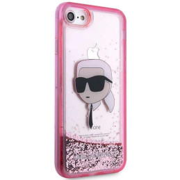 Karl Lagerfeld Glitter Karl& 39 s Head dėklas, skirtas iPhone 7 / 8 / SE 2020 / SE 2022 - rožinė