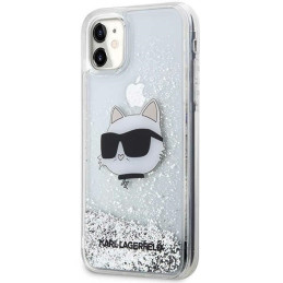 Karl Lagerfeld Glitter Choupette Head dėklas iPhone 11 / Xr - sidabrinis