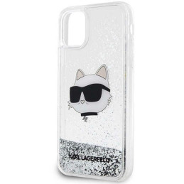 Karl Lagerfeld Glitter Choupette Head dėklas iPhone 11 / Xr - sidabrinis
