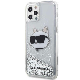 Karl Lagerfeld Glitter Choupette Head dėklas, skirtas iPhone 12 / iPhone 12 Pro - sidabrinis