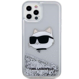 Karl Lagerfeld Glitter Choupette Head dėklas, skirtas iPhone 12 / iPhone 12 Pro - sidabrinis