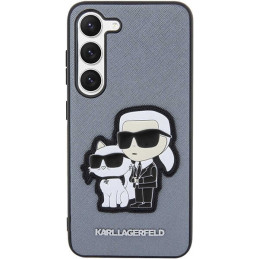 Karl Lagerfeld Saffiano Karl&Choupette dėklas, skirtas Samsung Galaxy S23+ - pilkas