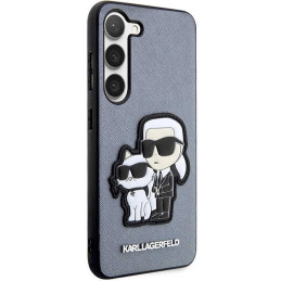 Karl Lagerfeld Saffiano Karl&Choupette dėklas, skirtas Samsung Galaxy S23+ - pilkas