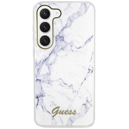 Guess Marble Collection dėklas, skirtas Samsung Galaxy S23+ - baltas