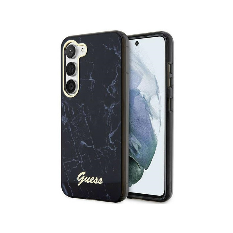 Guess Marble Collection dėklas, skirtas Samsung Galaxy S23 - juodas