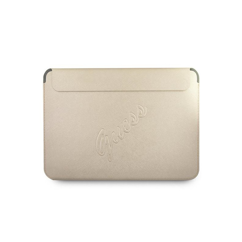 Guess Saffiano Script dėklas 13 colių nešiojamam kompiuteriui – auksinis