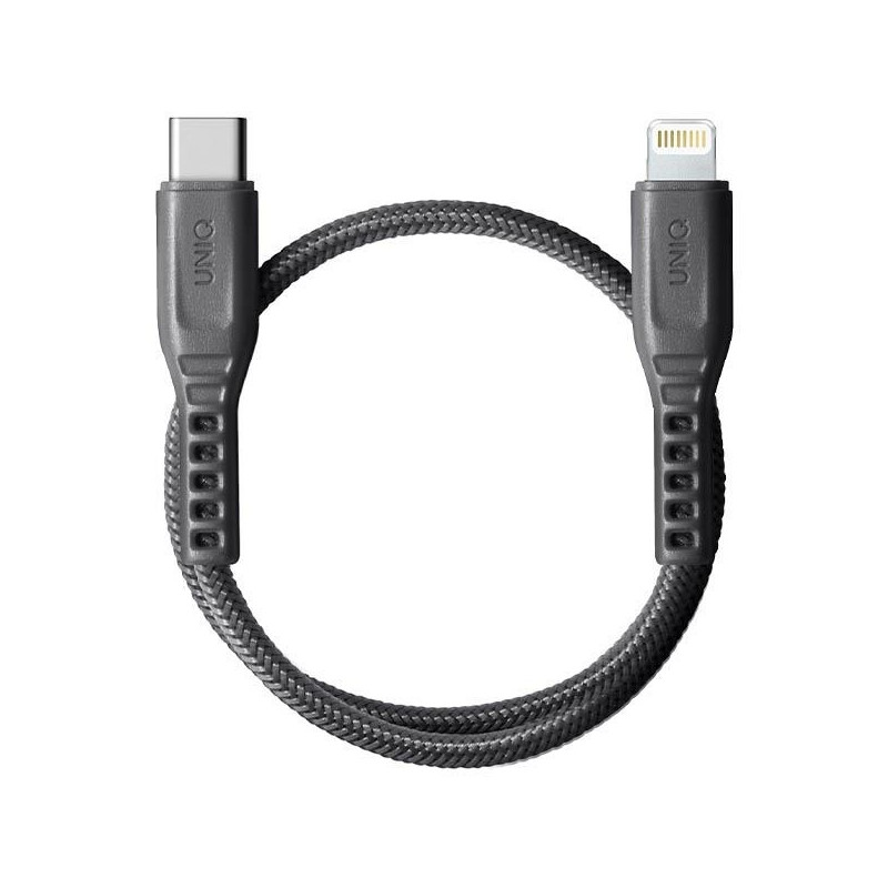 UNIQ Flex USB-C / Lightning 18W nailono laidas 30 cm - pilkas
