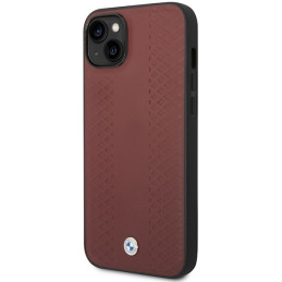 BMW Leather Diamond Pattern dėklas iPhone 14 - bordo
