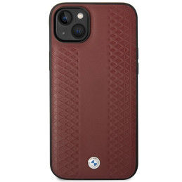 BMW Leather Diamond Pattern dėklas iPhone 14 - bordo