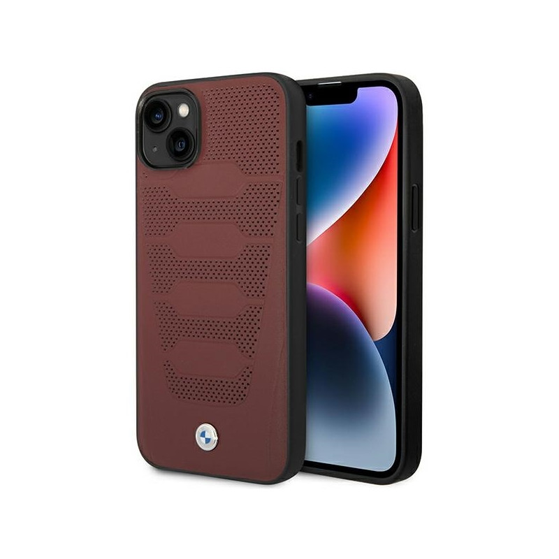 BMW Leather Seats Pattern dėklas iPhone 14 - bordo