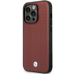 BMW Leather Diamond Pattern dėklas, skirtas iPhone 14 Pro Max - bordo