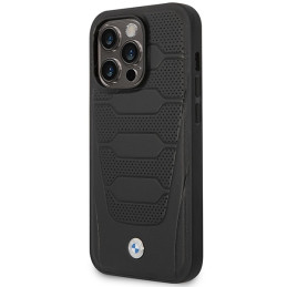 BMW Leather Seats Pattern MagSafe dėklas iPhone 14 Pro - juodas