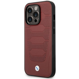 BMW Leather Seats Pattern MagSafe dėklas iPhone 14 Pro - bordo