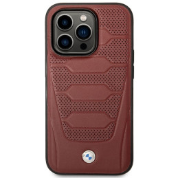 BMW Leather Seats Pattern MagSafe dėklas iPhone 14 Pro - bordo