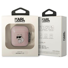 Karl Lagerfeld Ikonik Choupette dėklas, skirtas AirPods 1/ 2 – rožinis