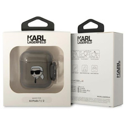 Karl Lagerfeld Karl& 39 s Head dėklas, skirtas AirPods 1/ 2 – juodas