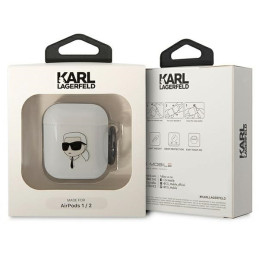 Karl Lagerfeld Karl& 39 s Head dėklas, skirtas AirPods 1/ 2 – skaidrus