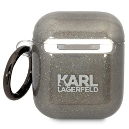 Karl Lagerfeld Glitter Karl&Choupette dėklas, skirtas AirPods 1/ 2 - juodas