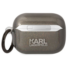 Karl Lagerfeld Glitter Karl&Choupette dėklas, skirtas AirPods Pro - juodas