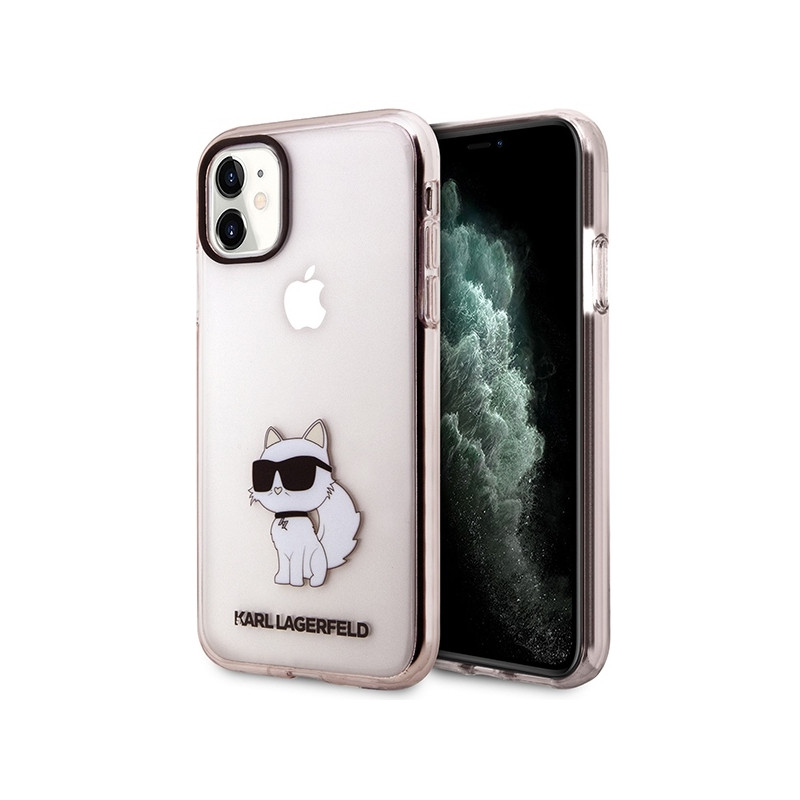 Karl Lagerfeld Ikonik Choupette dėklas iPhone 11 / Xr - rožinis