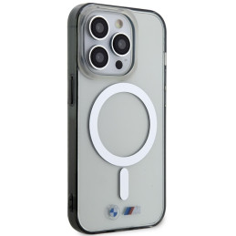 BMW Silver Ring MagSafe dėklas iPhone 14 Pro - skaidrus