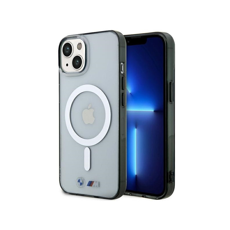 BMW Silver Ring MagSafe dėklas iPhone 14 Plus - skaidrus