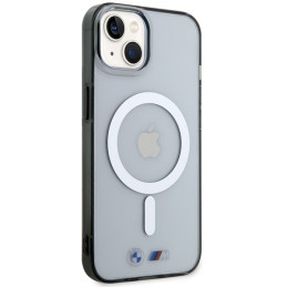BMW Silver Ring MagSafe dėklas iPhone 14 Plus - skaidrus