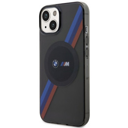 BMW Tricolor Stripes MagSafe dėklas iPhone 14 - pilkas