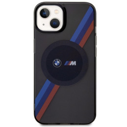 BMW Tricolor Stripes MagSafe dėklas iPhone 14 - pilkas