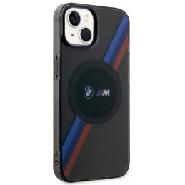 BMW Tricolor Stripes MagSafe dėklas iPhone 14 - pilkas