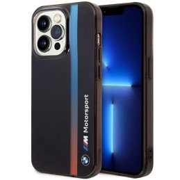 BMW IML Tricolor Stripe dėklas iPhone 14 Pro - juodas