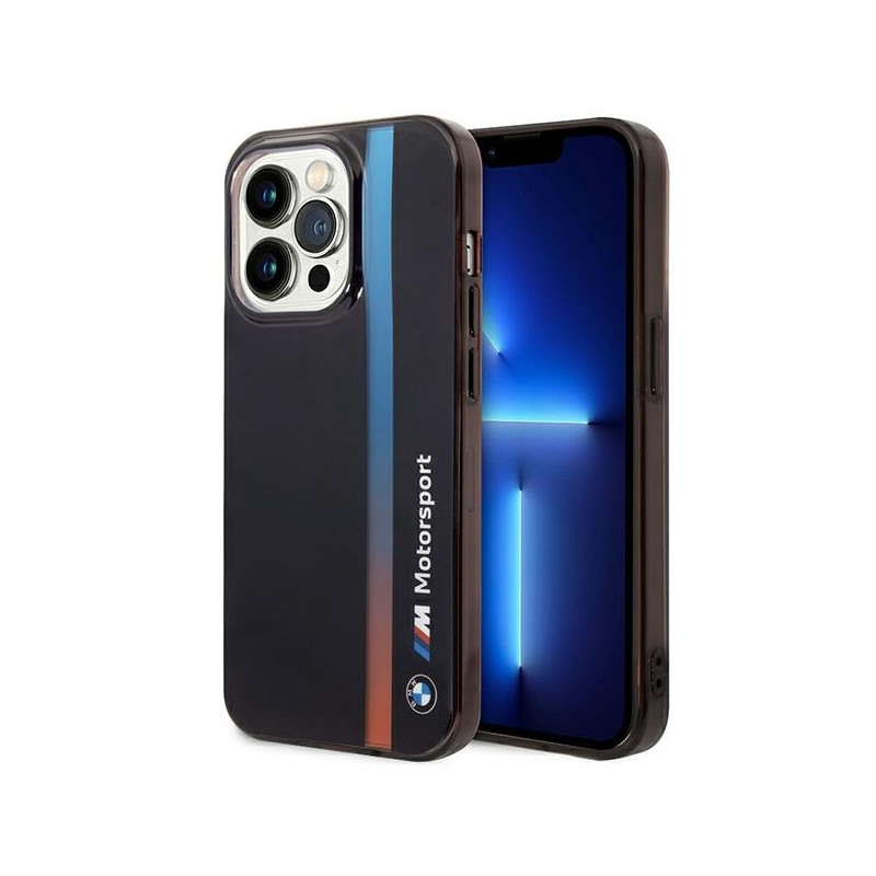 BMW IML Tricolor Stripe dėklas iPhone 14 Pro - juodas
